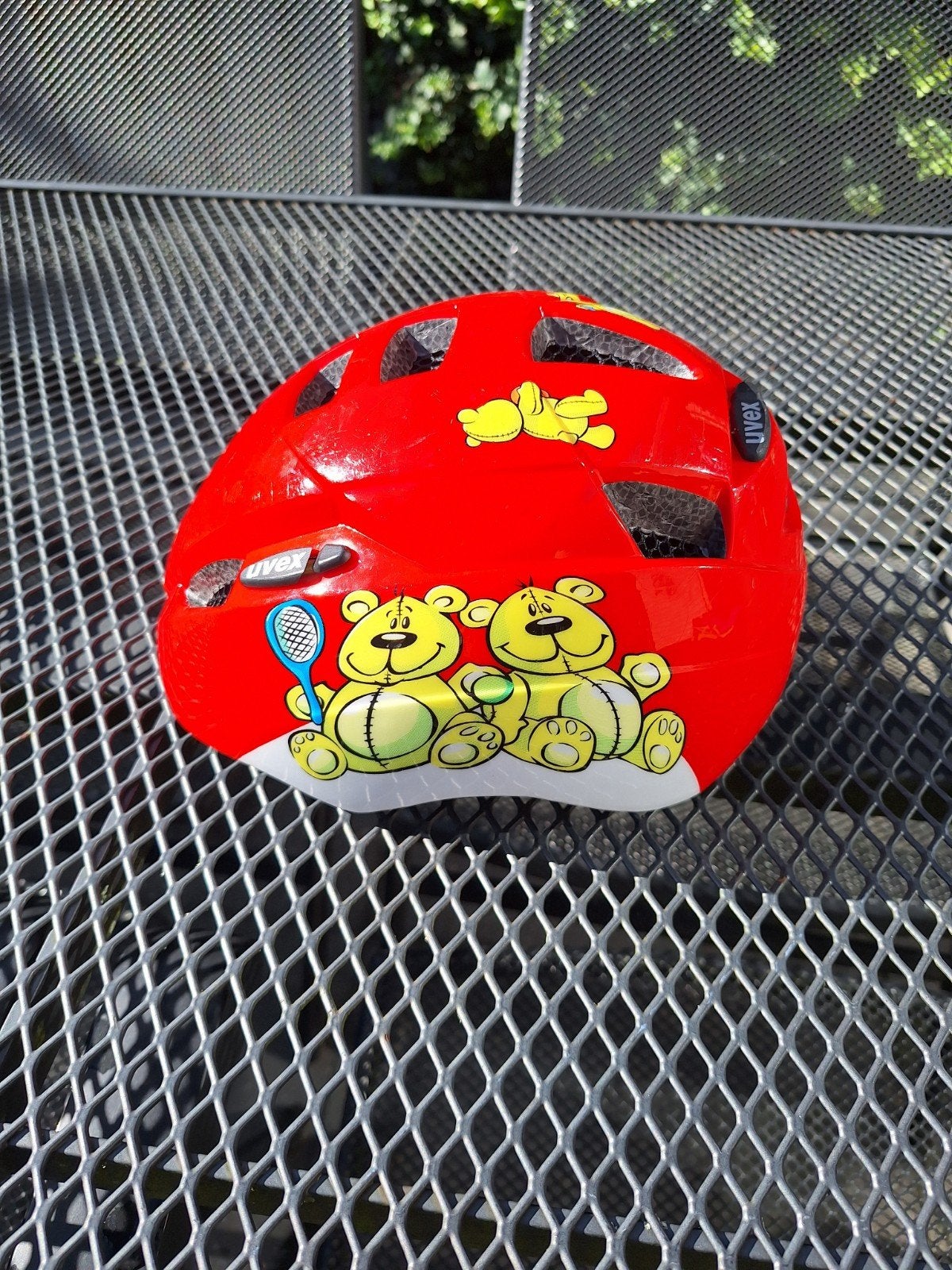 Uvex Fietshelm Kind - Rood met Berenprint, Ophalen of Verzenden, Gebruikt, Jongen of Meisje, Uvex