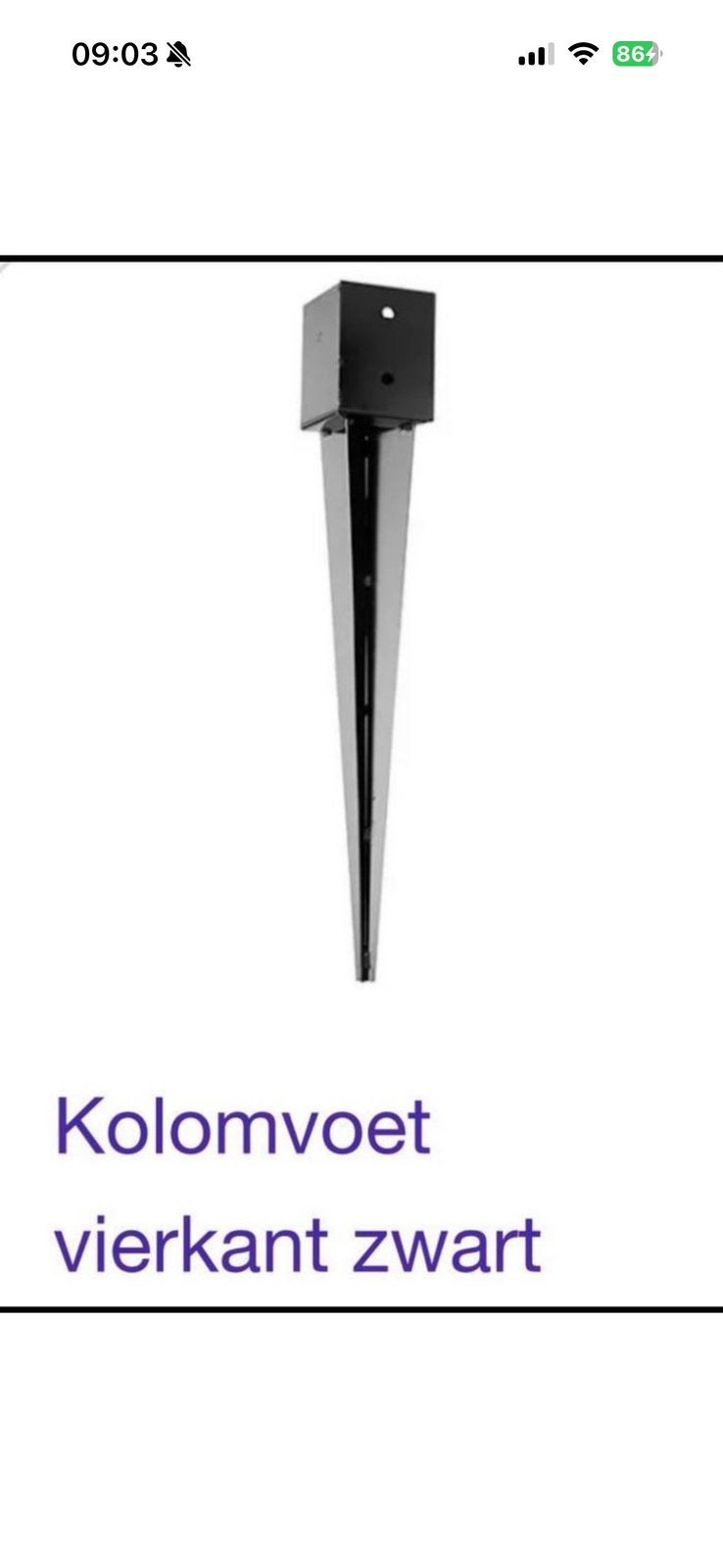 KOOPJE! NIEUWE Paalpunt Paalpin Grondpin Paalhouder Zwart, Ophalen of Verzenden, Nieuw, Palen