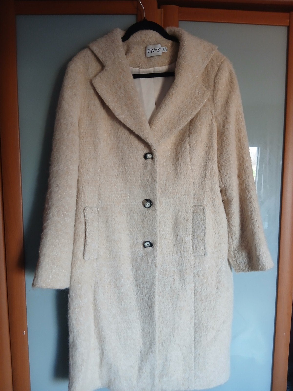 Civas wollen jas in beige - Maat 44, Kleding | Dames, Beige, Maat 42/44 (L), Ophalen of Verzenden, Zo goed als nieuw