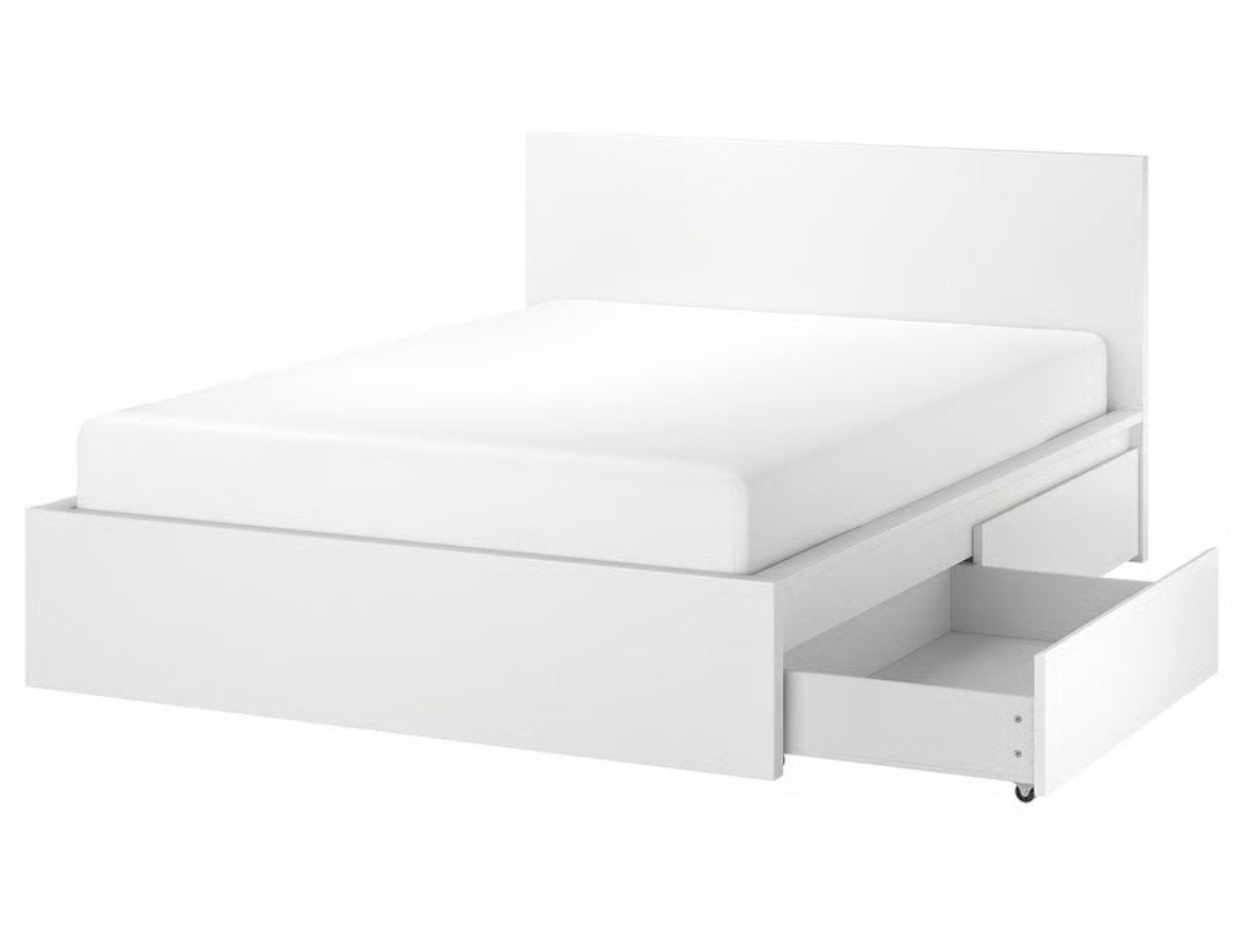 Ikea Malm bed with drawers (160x200), Ophalen, Wit, Tweepersoons, Zo goed als nieuw