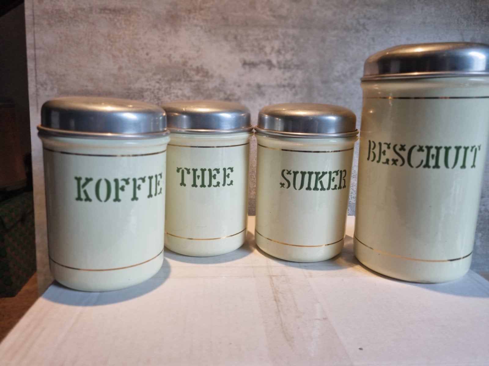 Vintage BK voorraadpotten set - Koffie, Thee, Suiker, Beschu, Verzenden