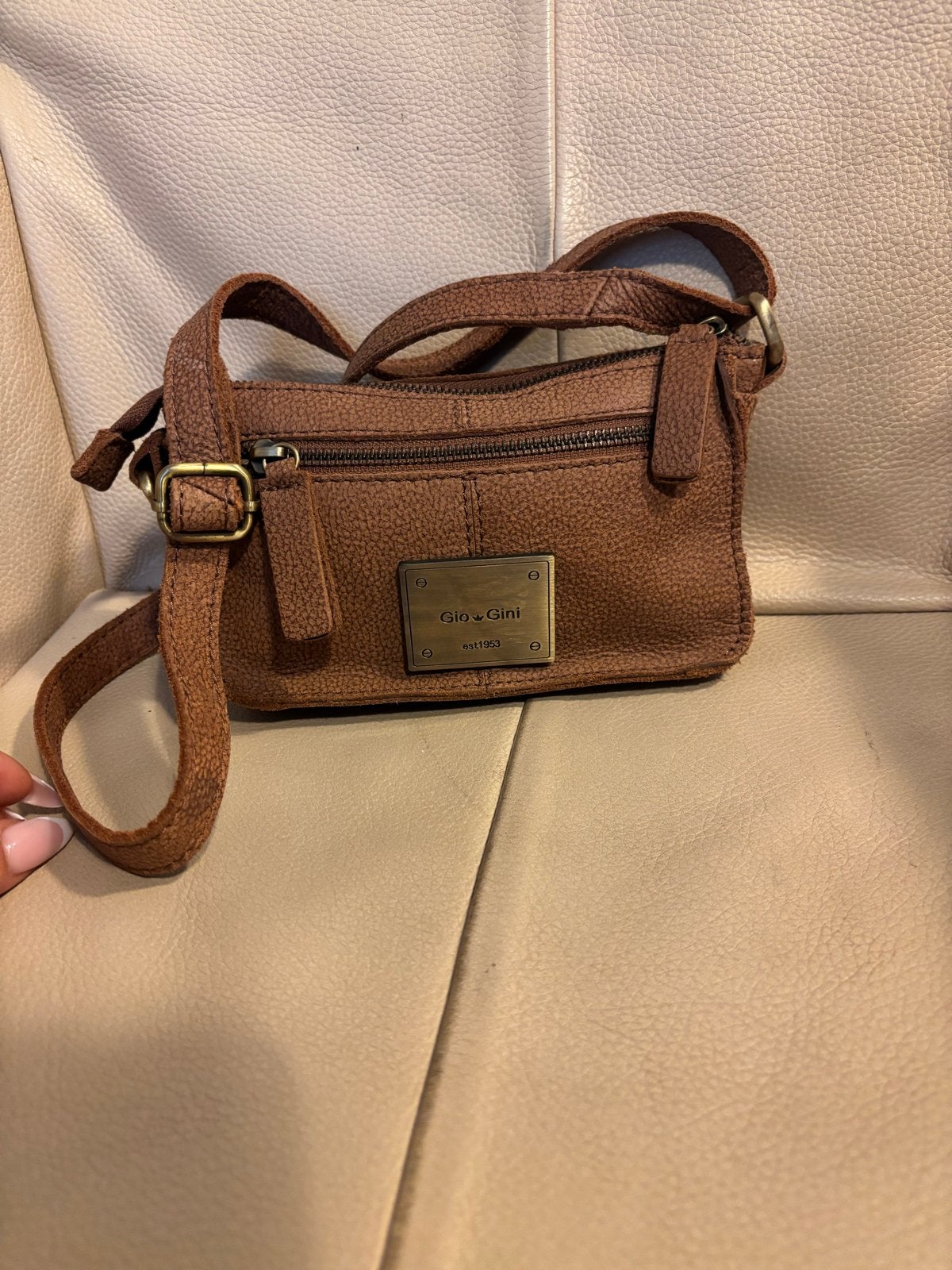 Gio & Gini bruine leren cross-body tas, Ophalen of Verzenden, Gebruikt, Bruin, Schoudertasje