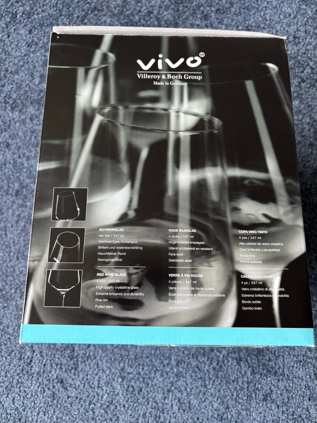 Vivo Villeroy & Boch Group Rode Wijnglazen - Set van 4, Ophalen, Nieuw, Overige merken, Glas
