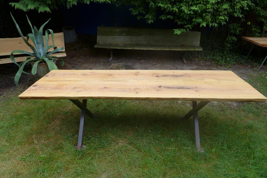 prachtige grote boomstam tuintafel  260 cm, Ophalen, Onbekend, Zo goed als nieuw, Onbekend