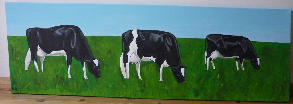 Koeien, Acrylverf, Handgeschilderd, Ophalen of Verzenden, Dieren
