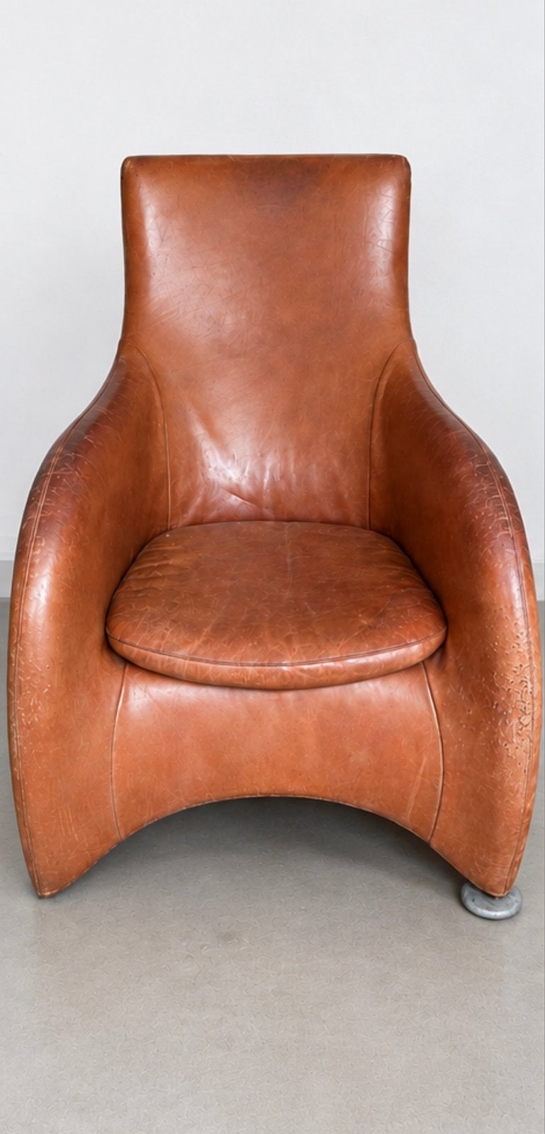 Vintage Leren Fauteuil - Cognac Kleur, Ophalen