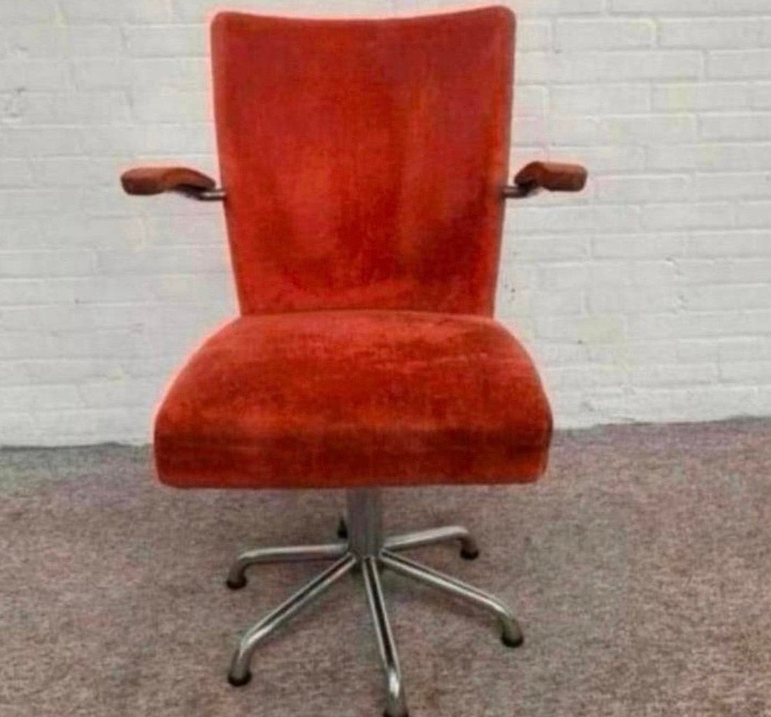 Fauteuil Bureaustoel Vintage Gispen Bauhaus buizen frame, Ophalen of Verzenden
