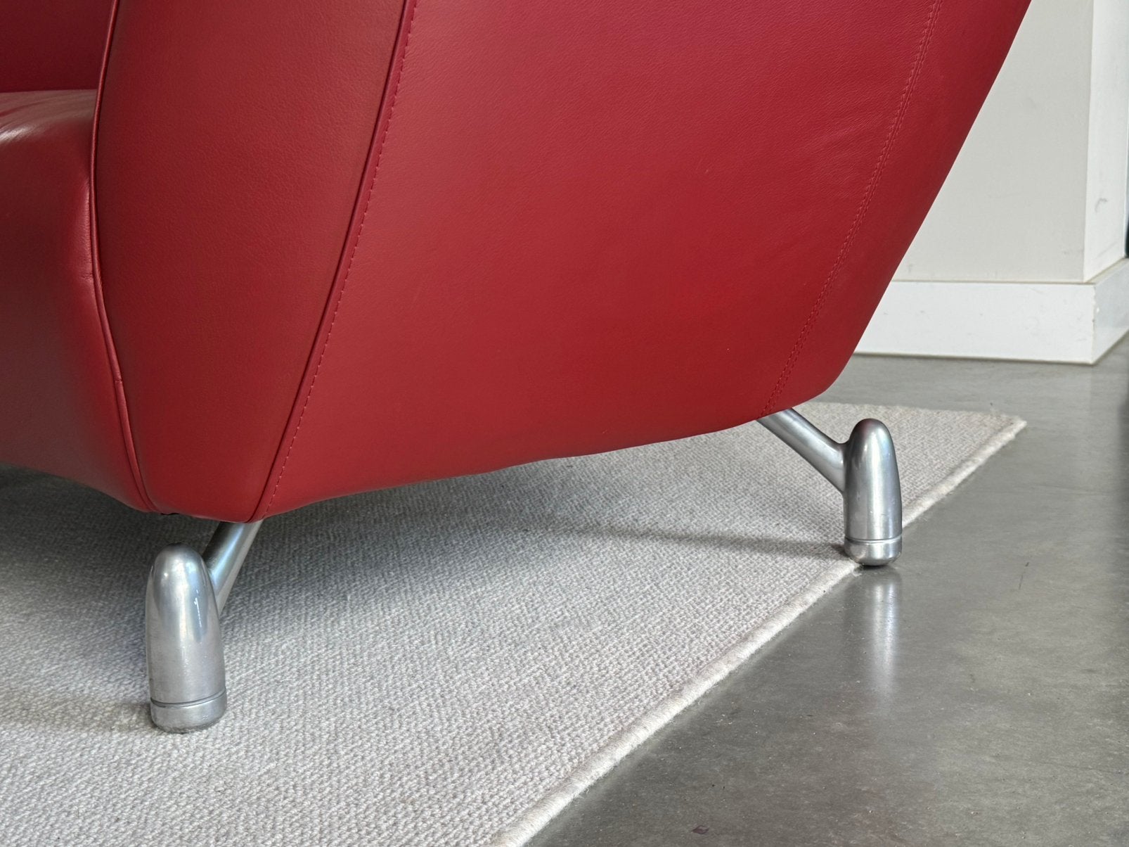 Leolux pupilla bank  - Rood leer, comfortabel, Verzenden, Driepersoons, Rechte bank, X