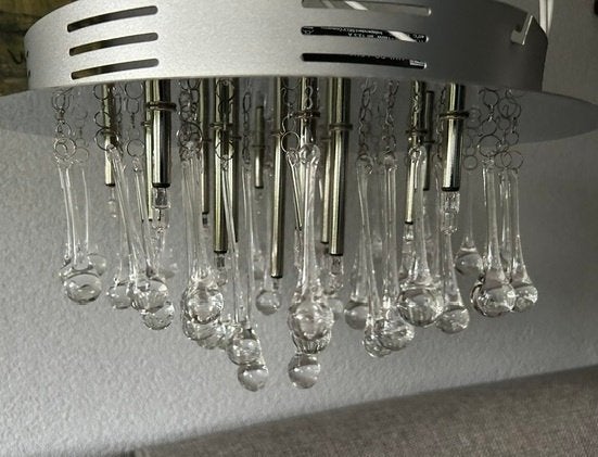 Pegellamp druppel, Huis en Inrichting, Ophalen of Verzenden, Gebruikt, Glas, Plafondlamp
