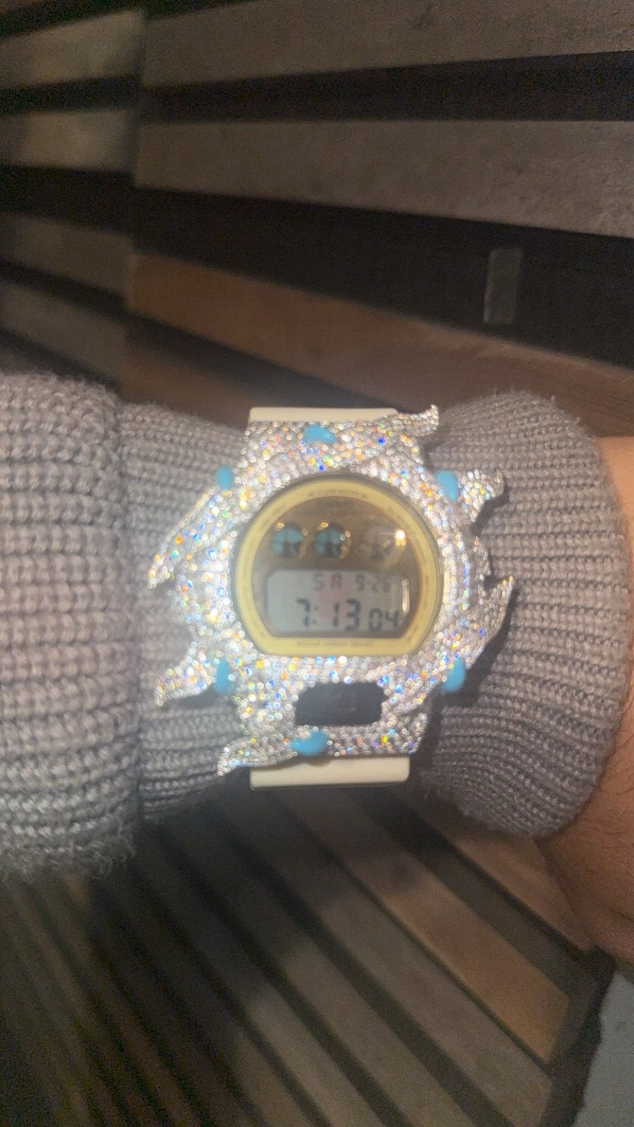 G-Shock Custom Moissanite Iced Out, Sieraden, Tassen en Uiterlijk, Ophalen of Verzenden, Waterdicht, Zilver, Android