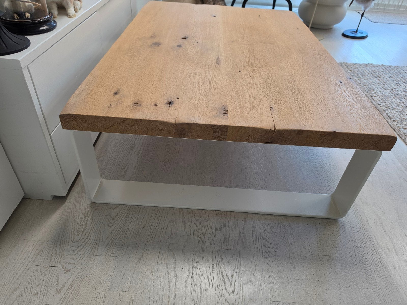 Salontafel Table du Sud 125x85 eikenhout met wit onderste, Ophalen, 100 tot 150 cm, Eikenhout, 50 tot 100 cm