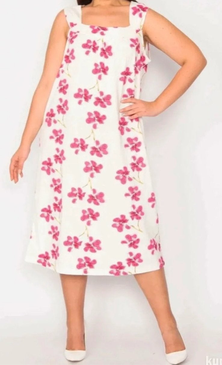 Mouwloos nachthemd met bloemenprint - Maat 46, Ophalen of Verzenden, Gedragen, Maat 46/48 (XL) of groter