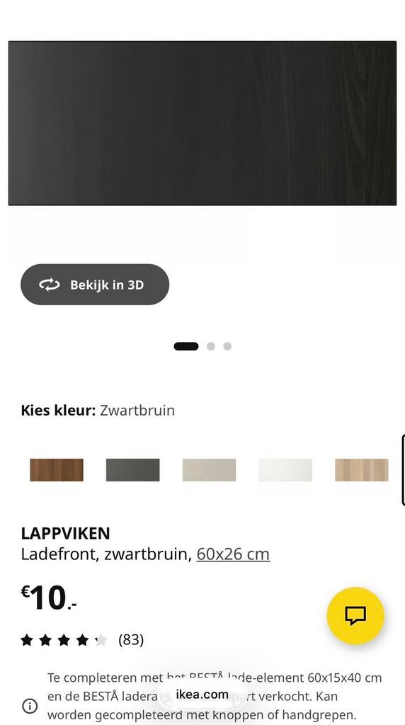 3x Ikea besta lappviken ladefronts zwart/bruin 60x26/38 cm, Ophalen, 50 tot 100 cm, Zo goed als nieuw, Minder dan 100 cm