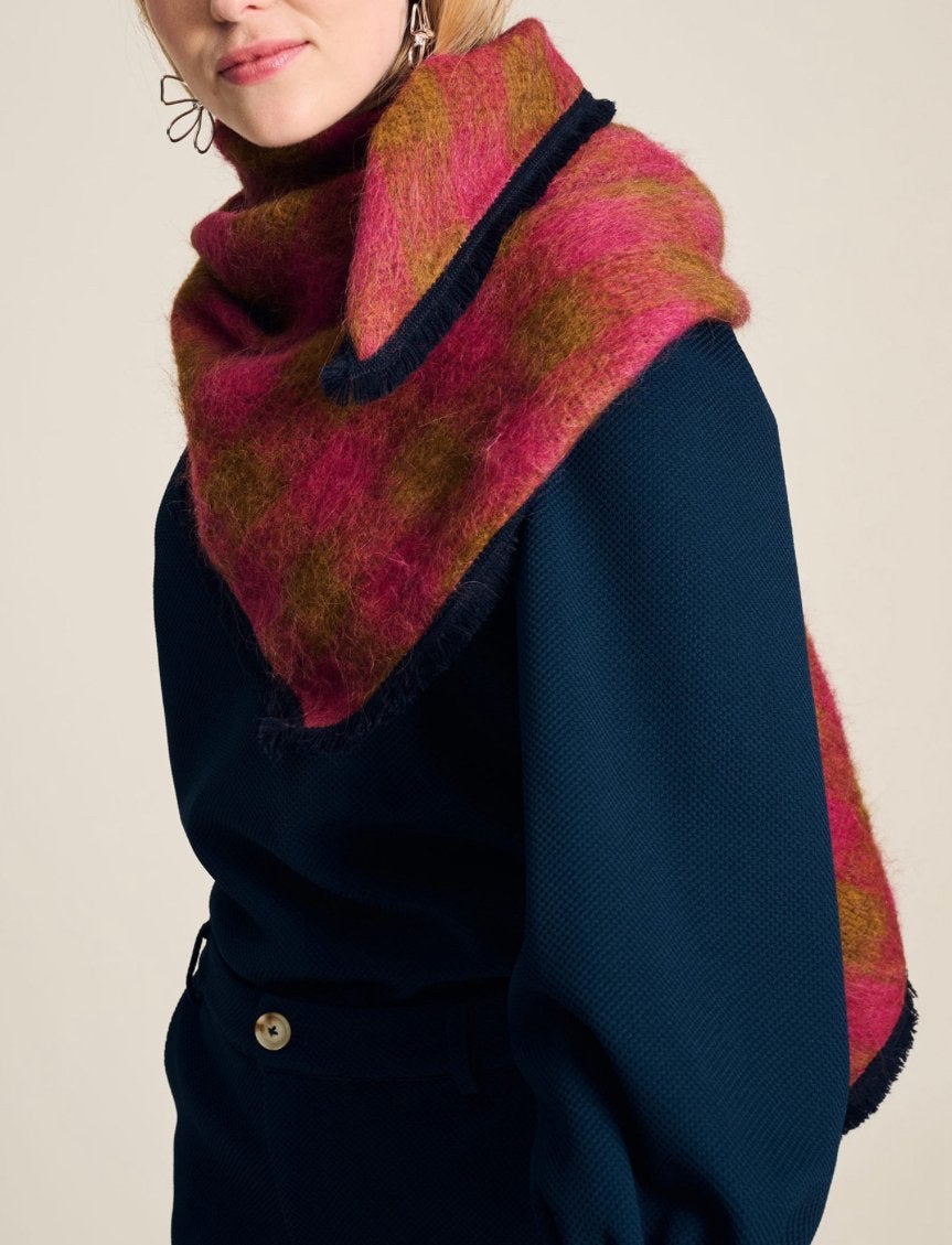 New- Pom Amsterdam - Checks Pink Brown Shawl, Verzenden, Nieuw, Maat 46/48 (XL) of groter