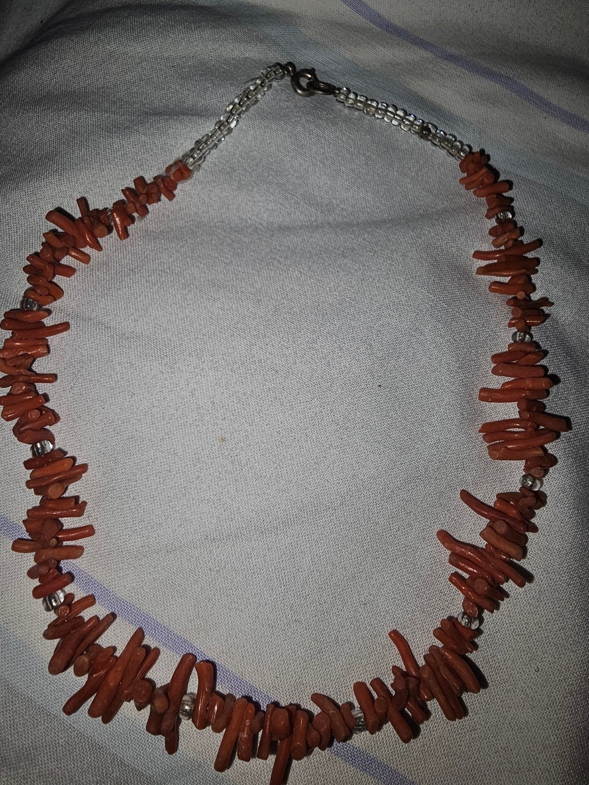 Koraalketting met transparante kralen, Met kristal, Verzenden, Oranje, Zo goed als nieuw