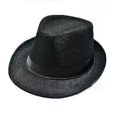 nieuwe stevige zwarte fedora hoed kunstlinnen M/V mt 58, Ophalen of Verzenden, Nieuw, 58 of 59 cm (L, 7¼ of ⅜ inch), Hoed