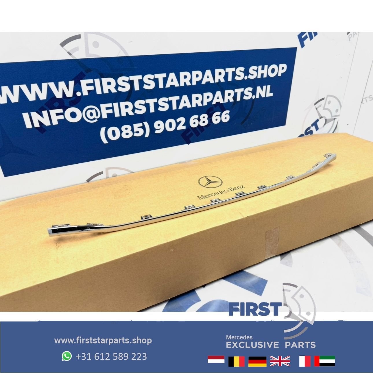 W206 BUMPER SIERLIJST CHROOM ACHTERZIJDE A2068856203 ACHTERB, Auto-onderdelen, Gebruikt, -, Ophalen of Verzenden, Bumper
