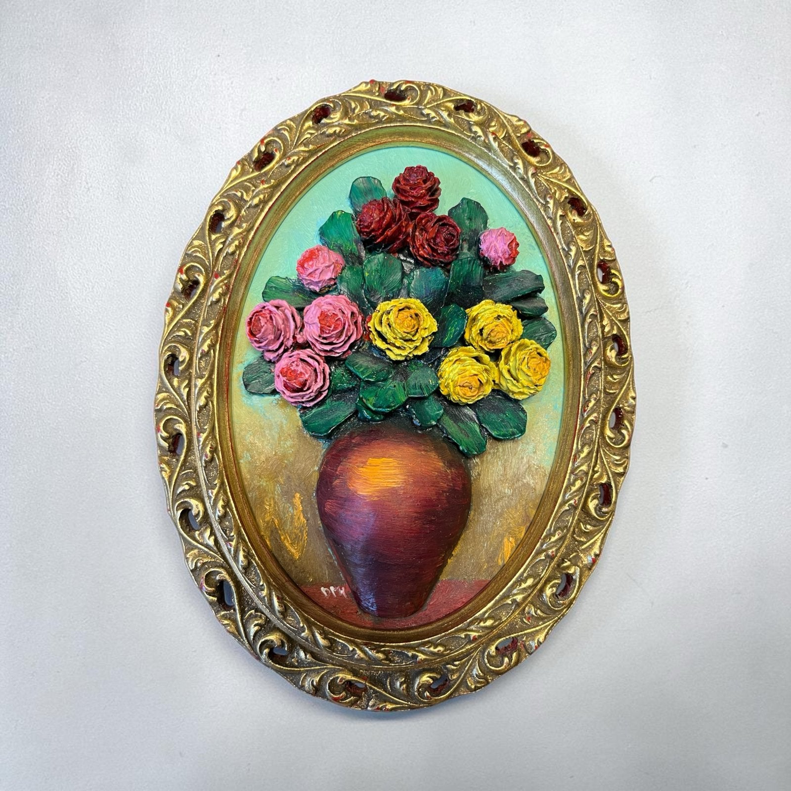 Uniek Reliëfschilderij Bloemenvaas - D. Mascherini-Horvers, Ophalen of Verzenden