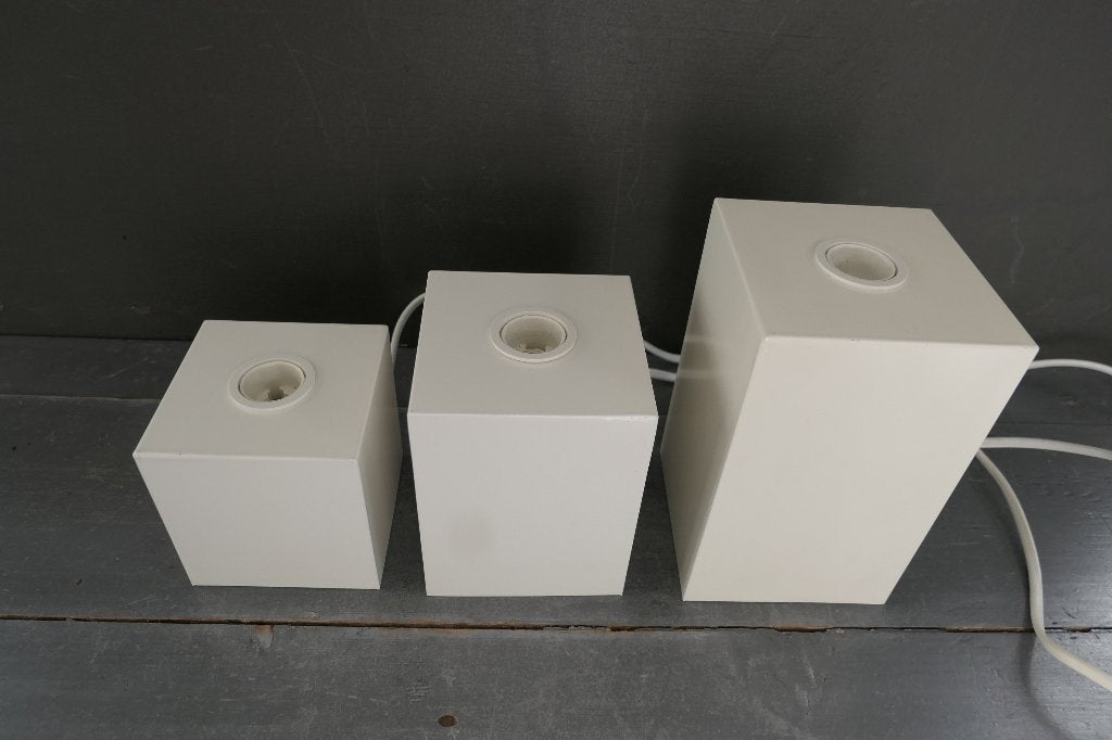 Vintage IKEA B0105 Tafellampen – Set van 3 (Space Age / Y2K), Met schakelaar, Verzenden, Wit, Zo goed als nieuw