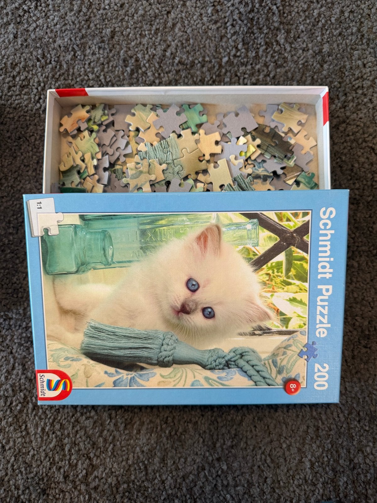 Schmidt Legpuzzel met schattige kitten - 200 stukjes, Ophalen of Verzenden, Minder dan 500 stukjes, Gebruikt, Legpuzzel