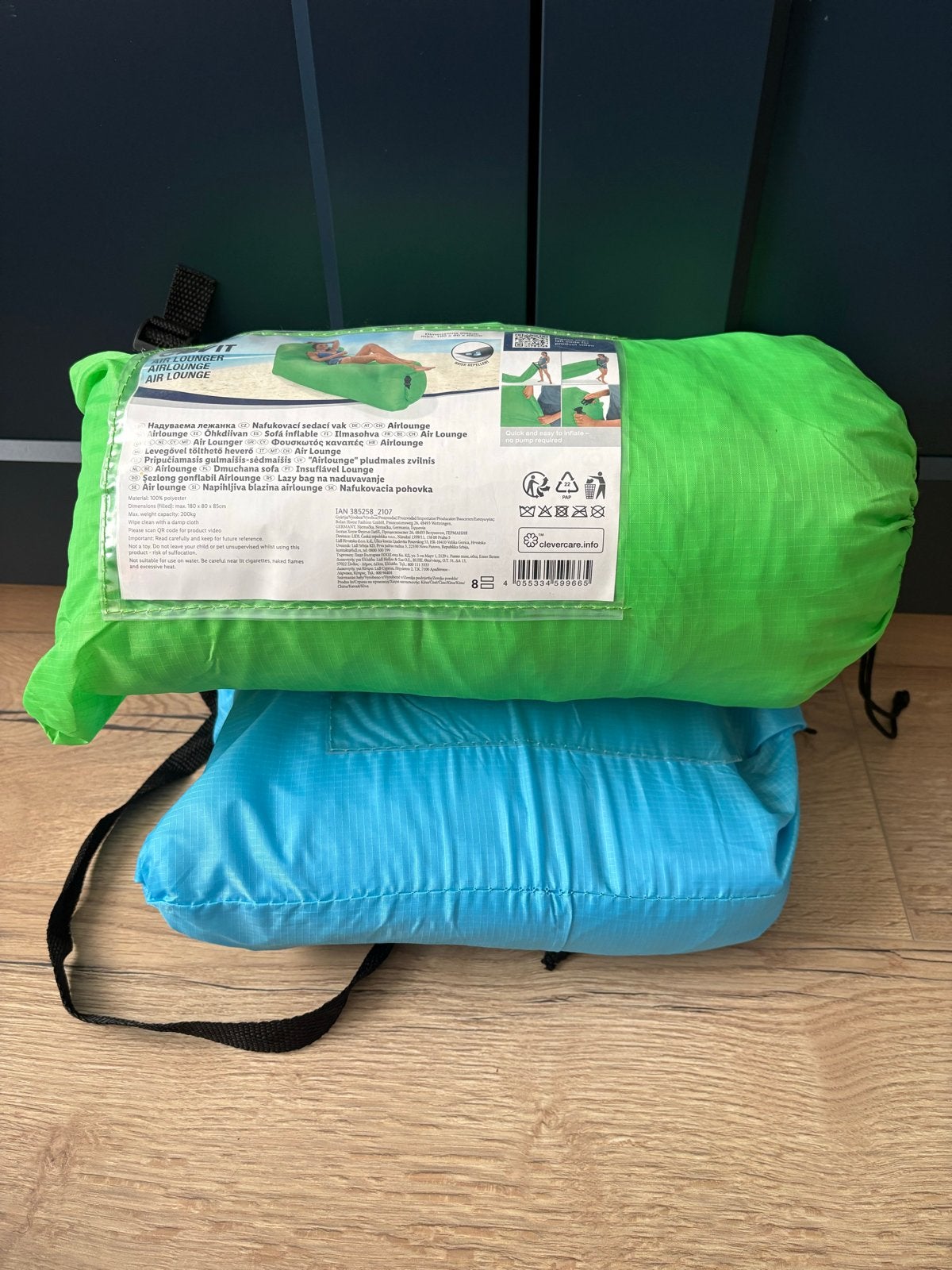 Crivit Air Lounge - Opblaasbare Zitzak (Groen en Blauw), Ophalen of Verzenden, Nieuw