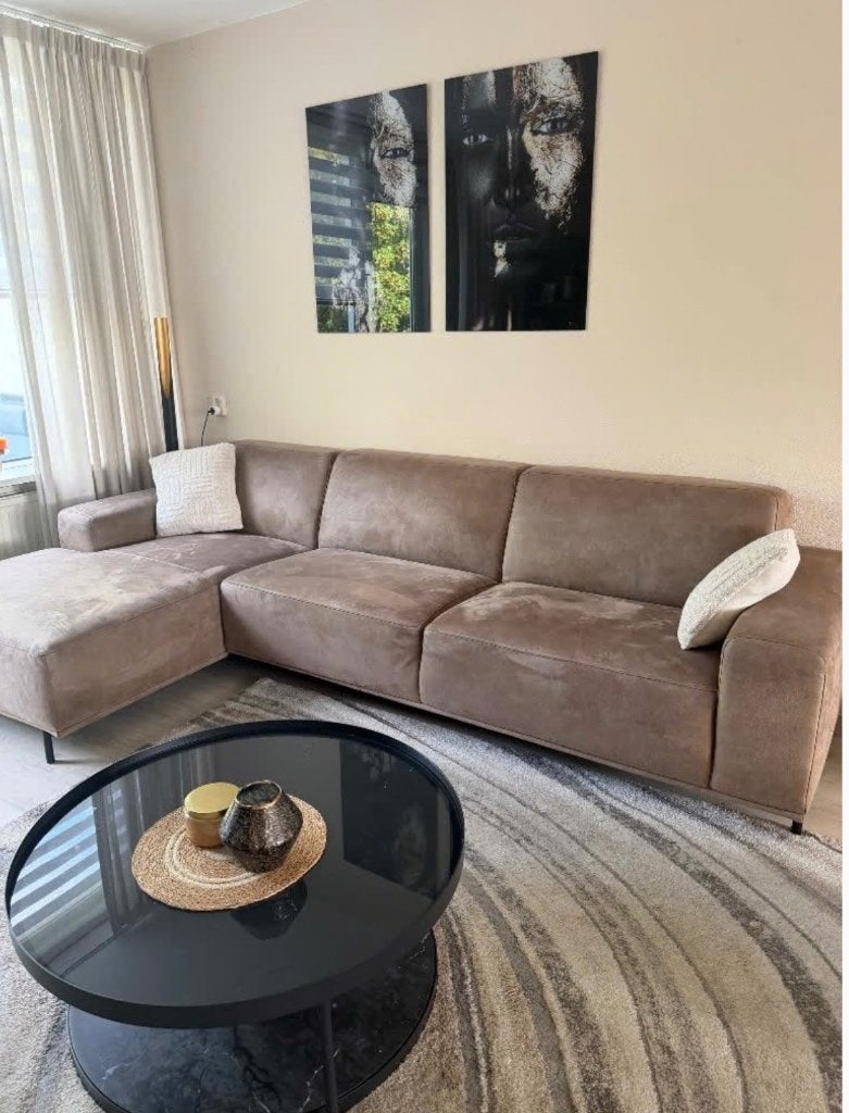 Pronto Wonen Hoekbank (240cm) met XL Longchair, Ophalen, Gebruikt, Overige materialen