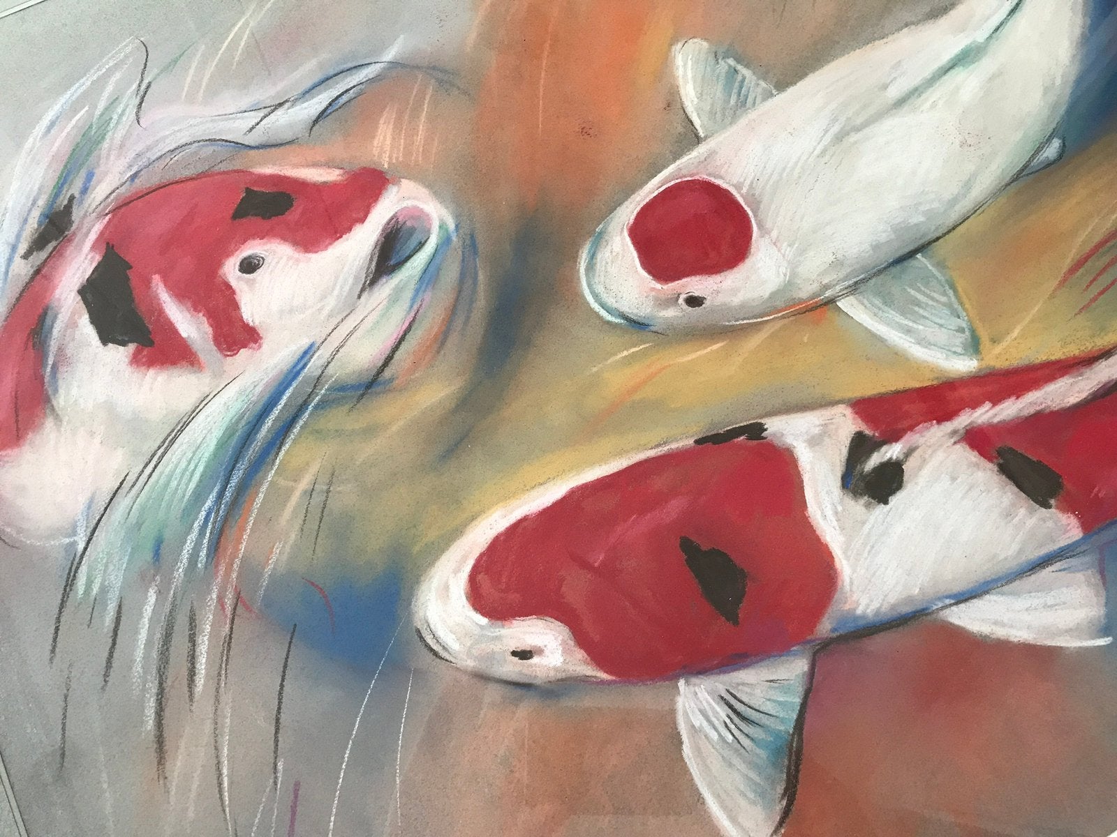 Uniek schilderij met Japanse Koi – 81 x 67 cm, Ophalen