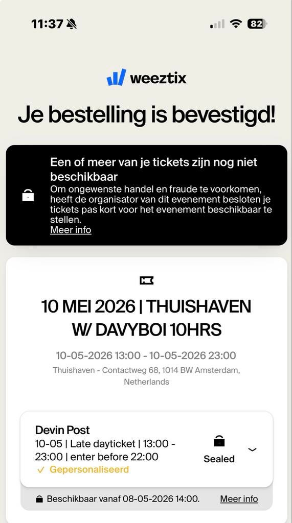10hrs DAVYBOI thuishaven 1 ticket, Eén persoon