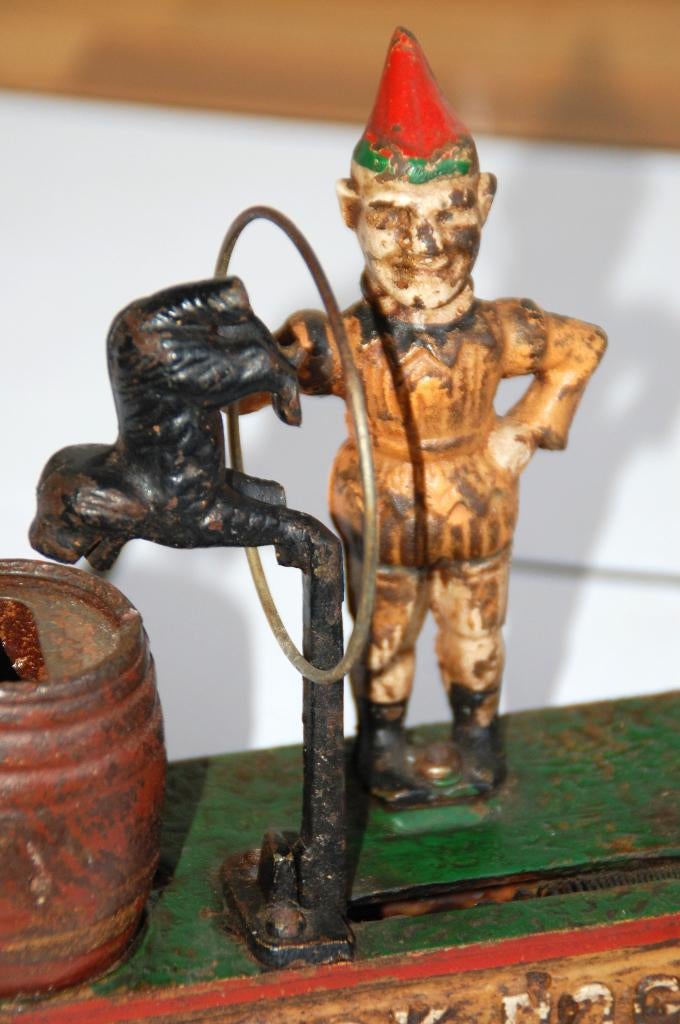 Antieke Spaarpot Trick dog Artillery Bank, Ophalen of Verzenden