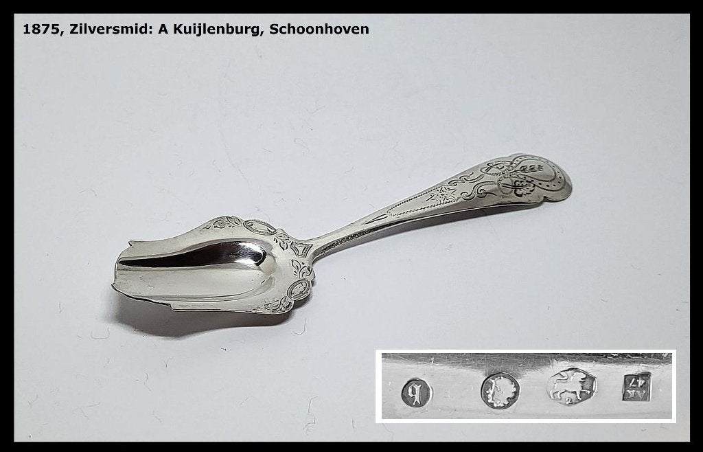 Zilveren suikerschep gekeurd 1875 A Kuijlenburg, Antiek en Kunst, Ophalen of Verzenden, Zilver