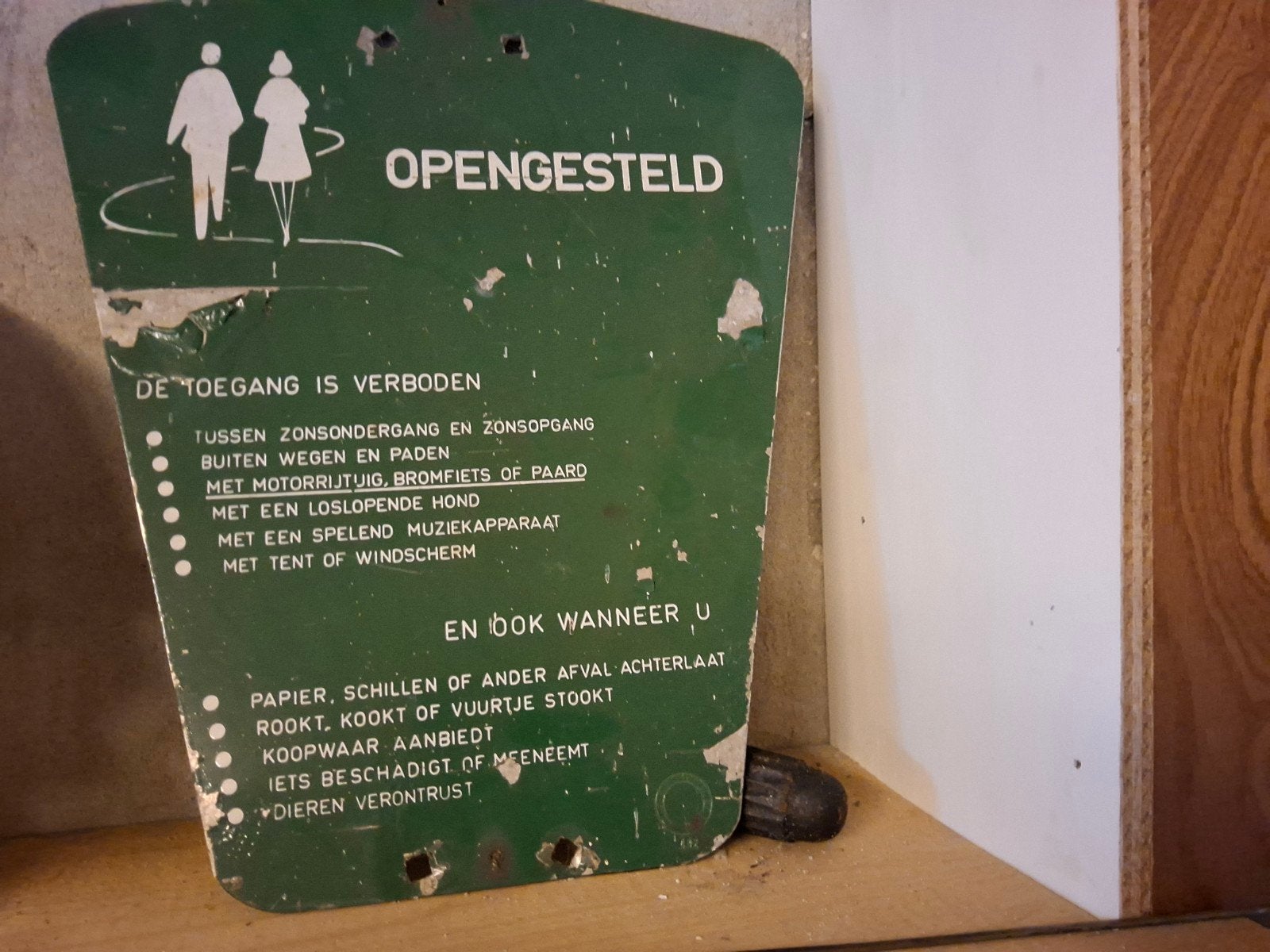 Vintage Groen Emaille Toegangsbord - 'Open Toegang', Ophalen of Verzenden