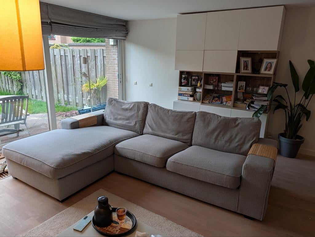 Bank met chaise longue, Huis en Inrichting, Banken | Complete zithoeken, Ophalen, Gebruikt