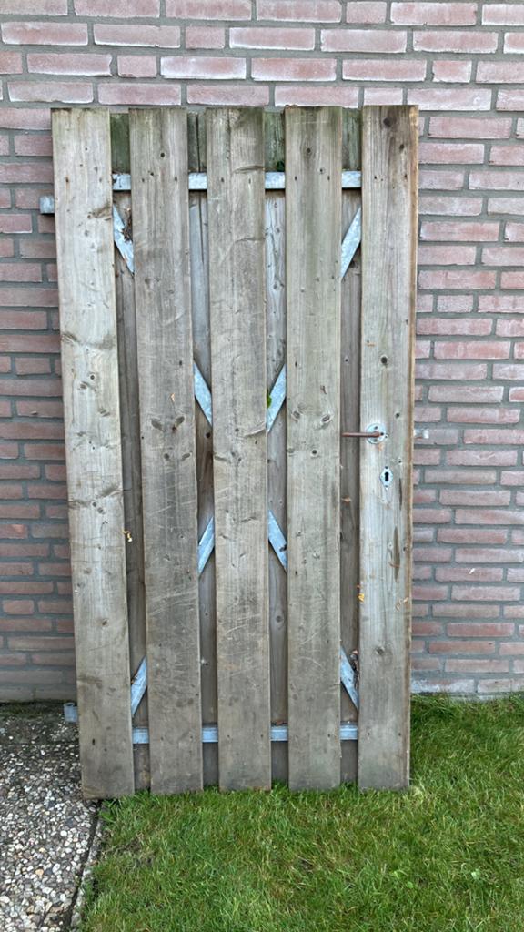 Tuinpoort met frame 90x180, Ophalen, Zo goed als nieuw, Hout, Tuinhek