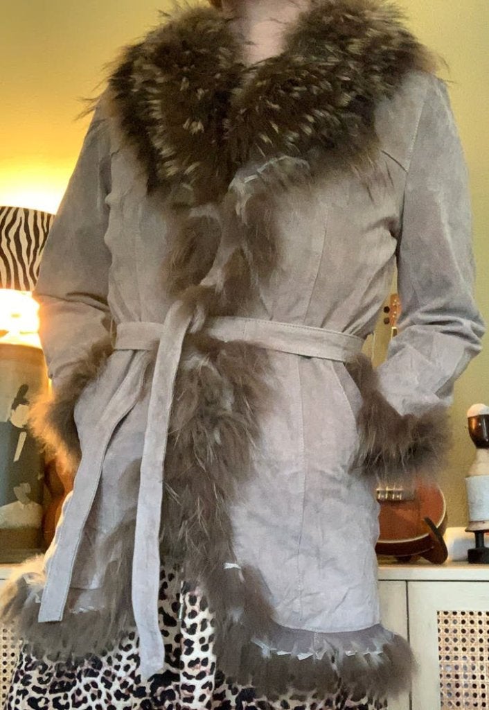 Vintage lammy coat S M ceintuur, Maat 38/40 (M), -, Ophalen of Verzenden, Zo goed als nieuw