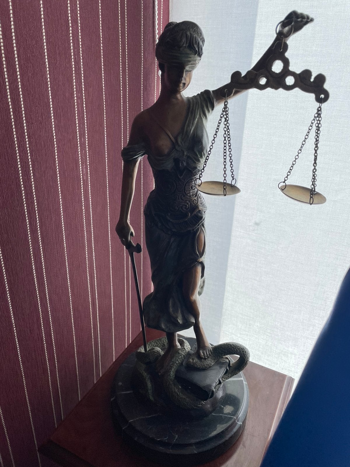 Bronzenbeeld Vrouwe Justitia., Antiek en Kunst, Ophalen