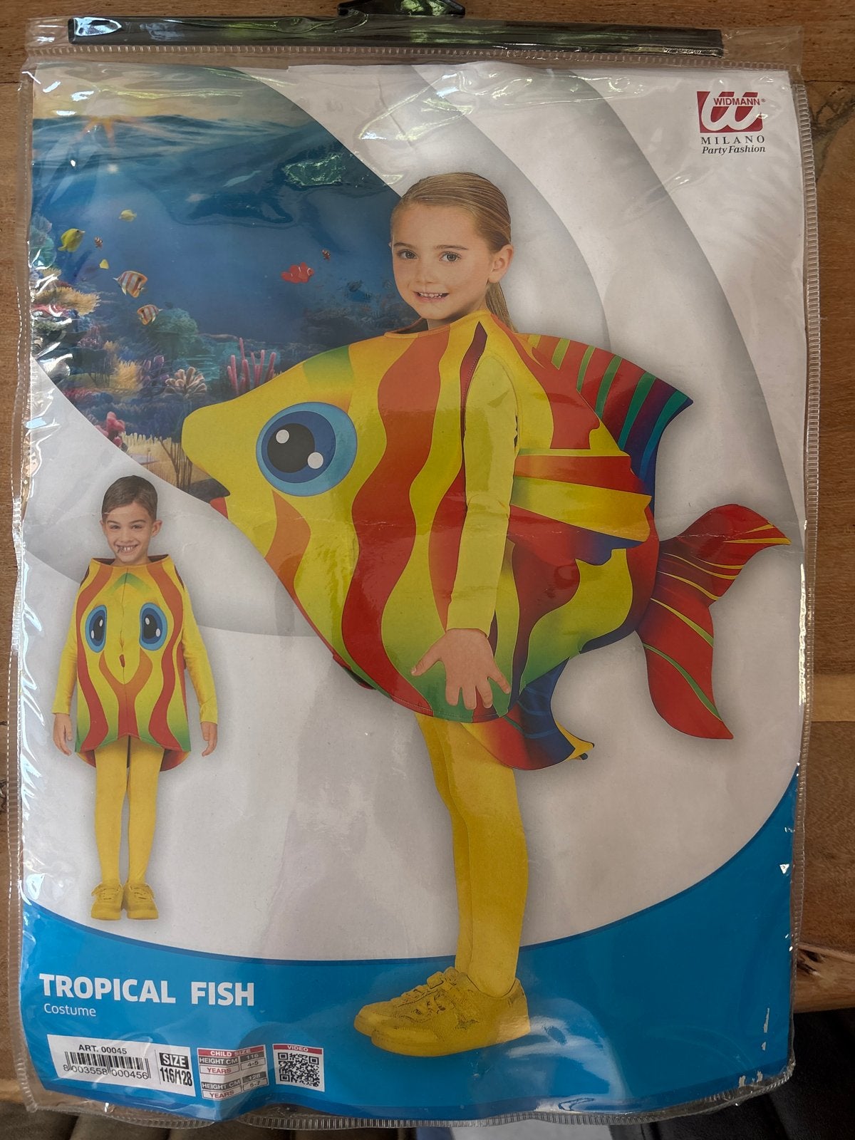 Vis verkleedpak maat 116/128 - Tropical Fish kostuum, Ophalen of Verzenden, Zo goed als nieuw, 122 t/m 128, Jongen of Meisje