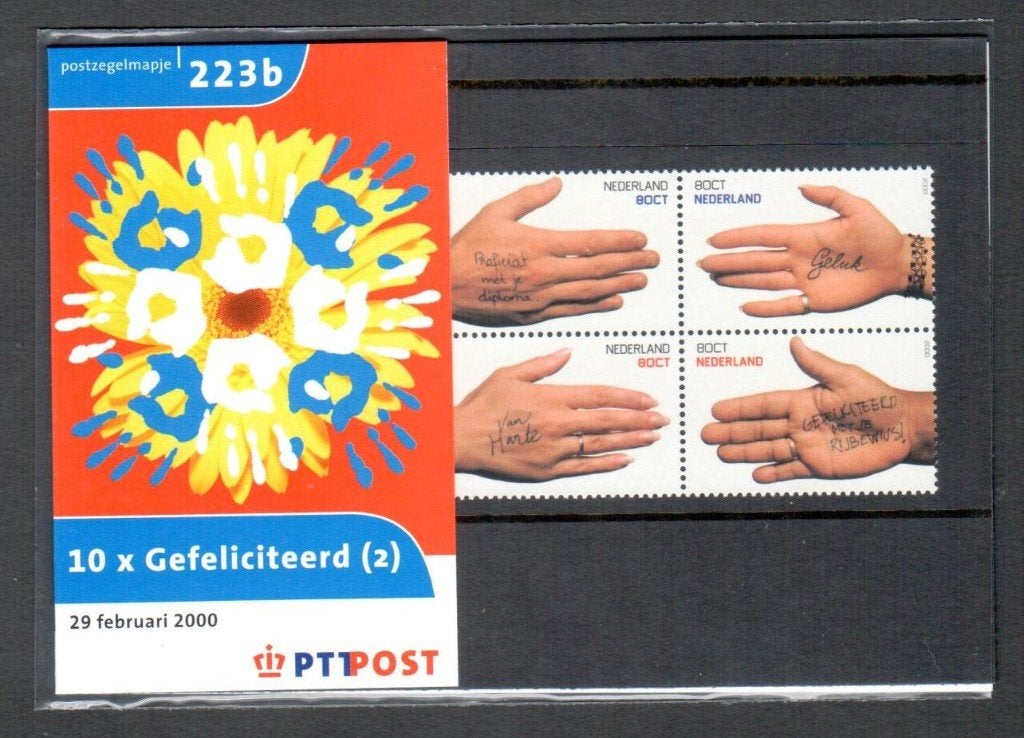 Postzegelmapje 223 b 10 x Gefeliciteerd (2) 29 februari 2000, Postzegels en Munten, Postzegels | Nederland, Ophalen of Verzenden