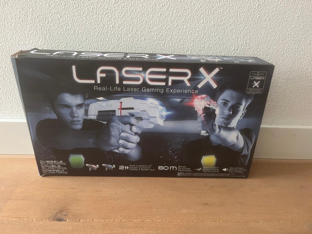 Laser X lasergame set – 2 blasters + ontvangers – compleet, Een of twee spelers, Ophalen, Zo goed als nieuw, Reisspel