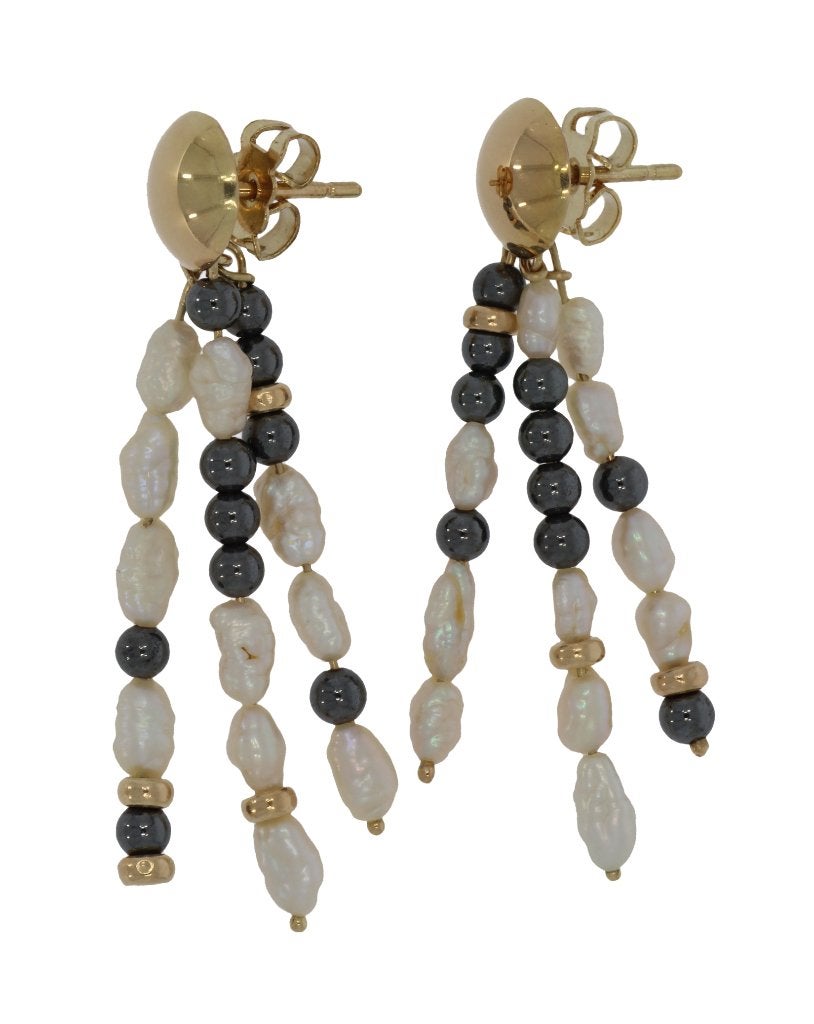 Hematiet parel fraai 14k gouden set oorbellen vintage, Verzenden, Goud, Oorbellen, Met edelsteen