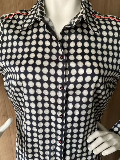 Bandolera Blouse met zwart wit polka dot patroon, Meerkleurig, Maat 42/44 (L), Ophalen of Verzenden, Zo goed als nieuw