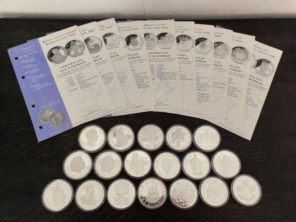 De geschiedenis van de Nederlandse Gulden - 18 stuks, Ophalen of Verzenden, Zilver, Nederland