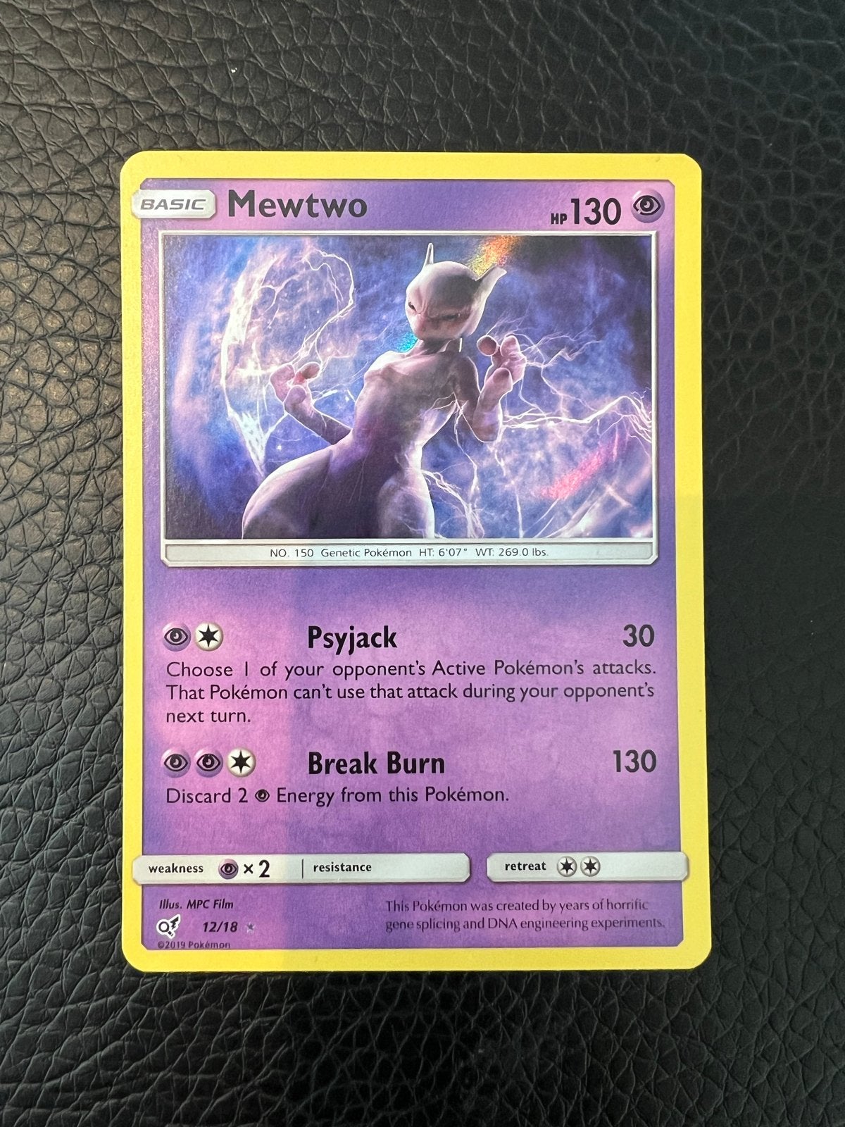 Pokemon Mewtwo 12/18, Ophalen of Verzenden, Gebruikt, Losse kaart, Foil
