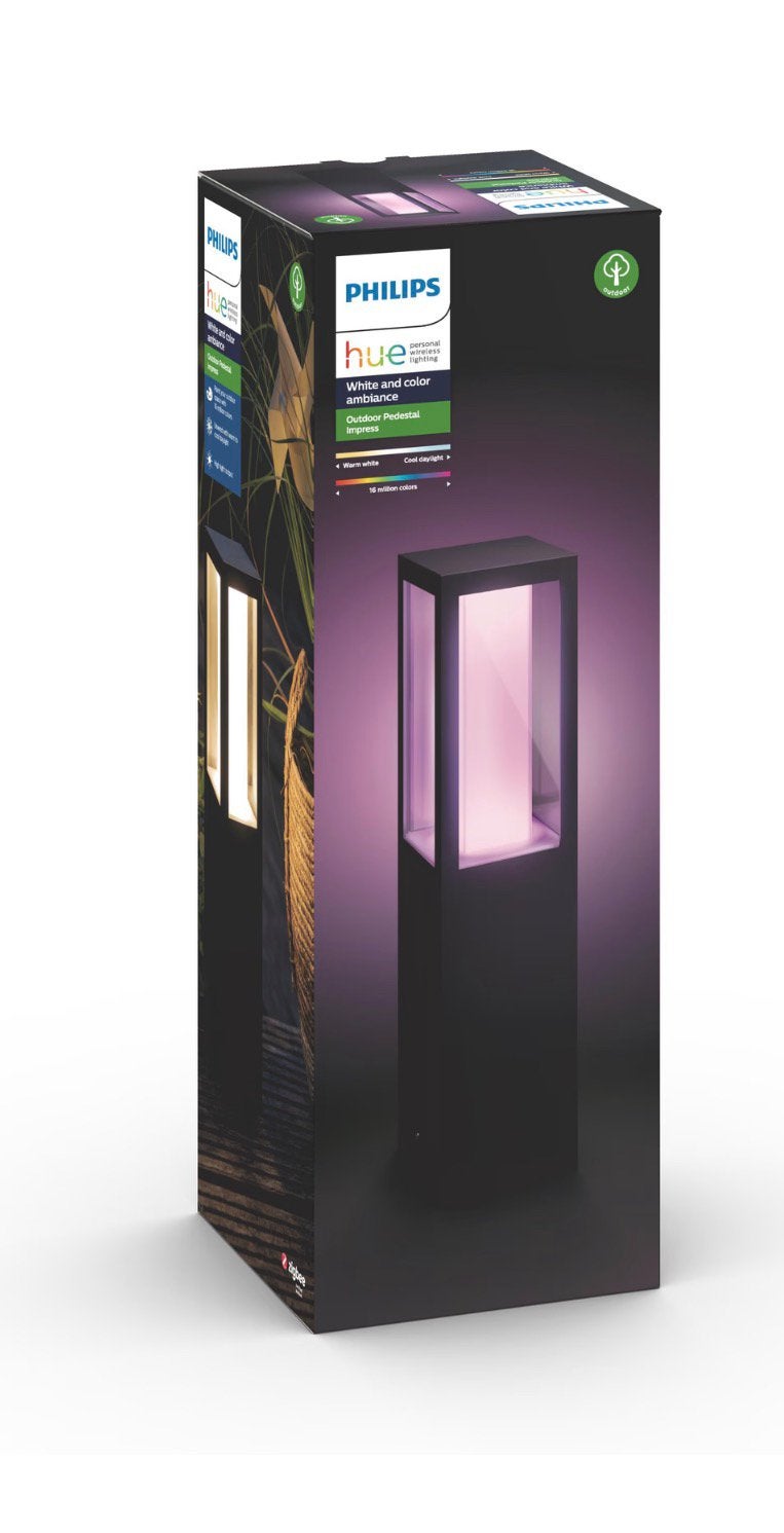 Philips Hue Impress sokkellamp White and Color Zwart laag, Staande lamp, Ophalen of Verzenden, 50 tot 250 watt, Smartlamp