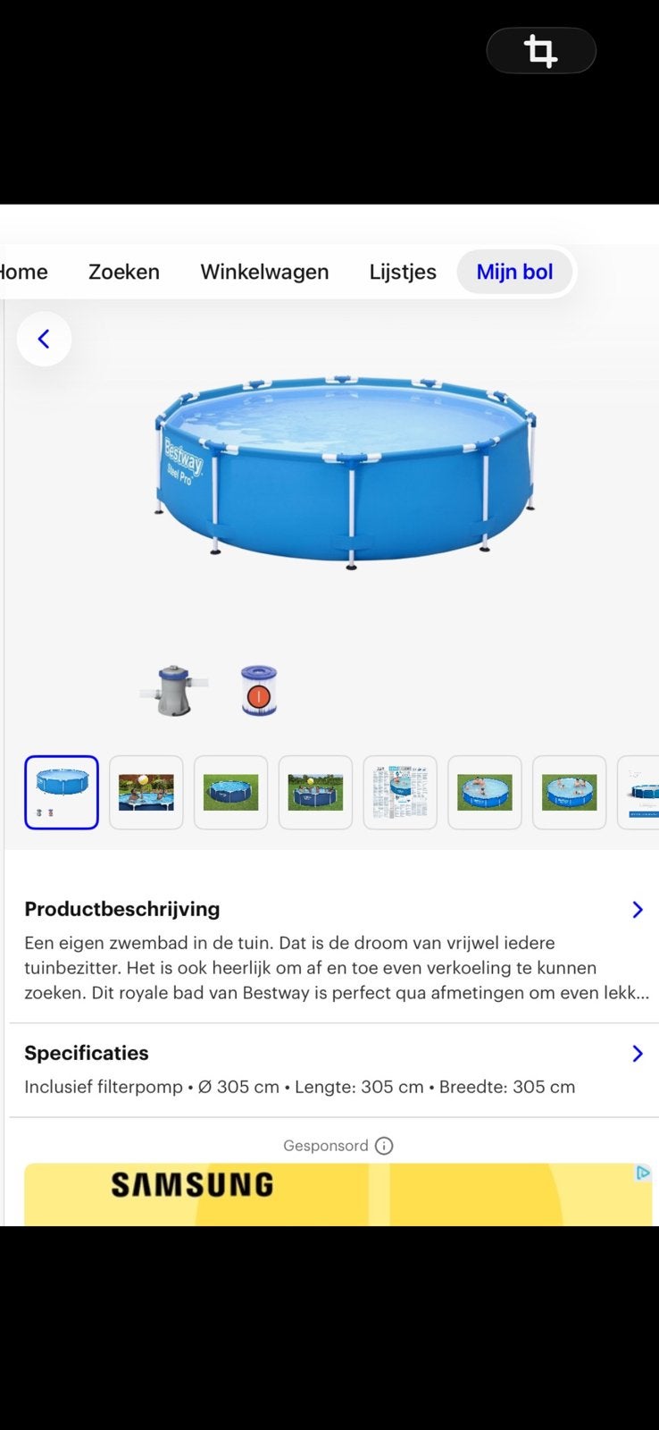 Bestway steek pro zwembad 305x76 cm, Ophalen, Minder dan 80 cm, Zo goed als nieuw, Opzetzwembad