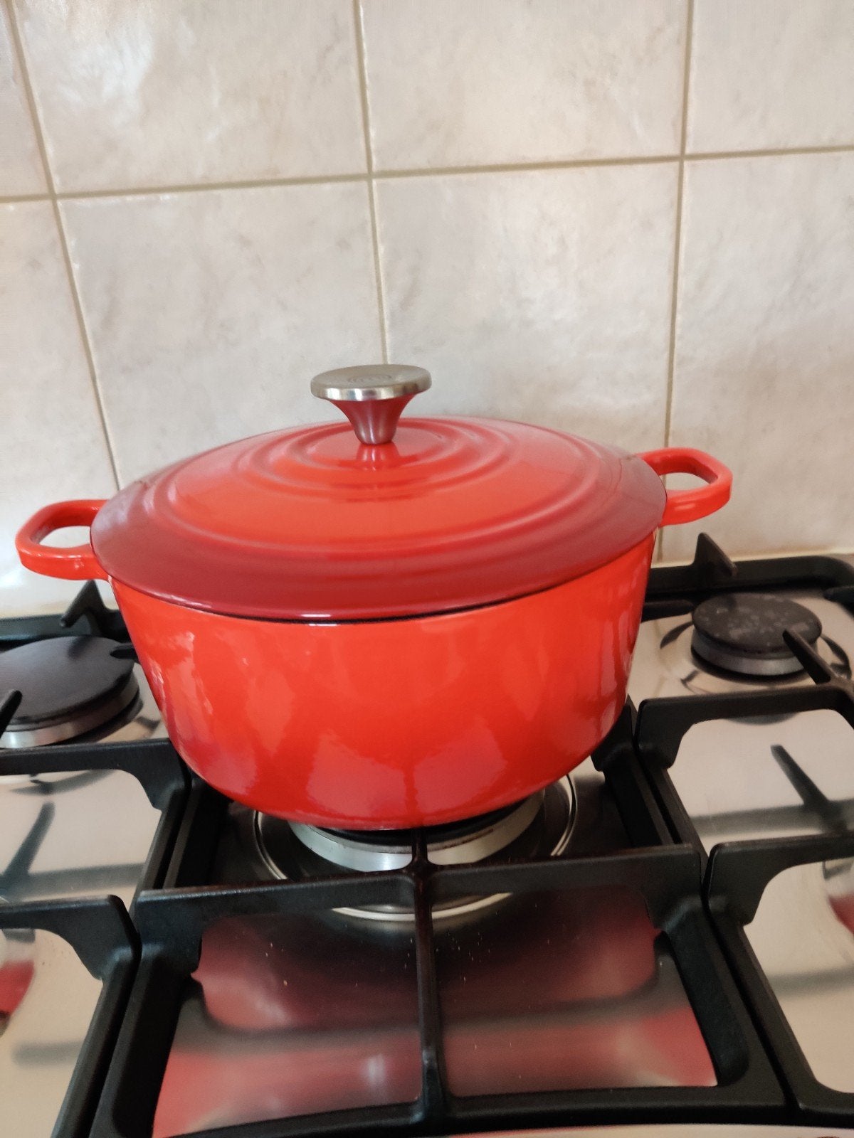 MasterChef Gietijzeren Braadpan 24cm - Rood, Nieuw, Ophalen of Verzenden, Met deksel, Overige merken