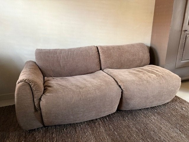 Woood Baggy elementenbank bankstel met hocker bruin chenille, Ophalen, Japandi stoer landelijk baggy, 150 tot 200 cm, Tweepersoons
