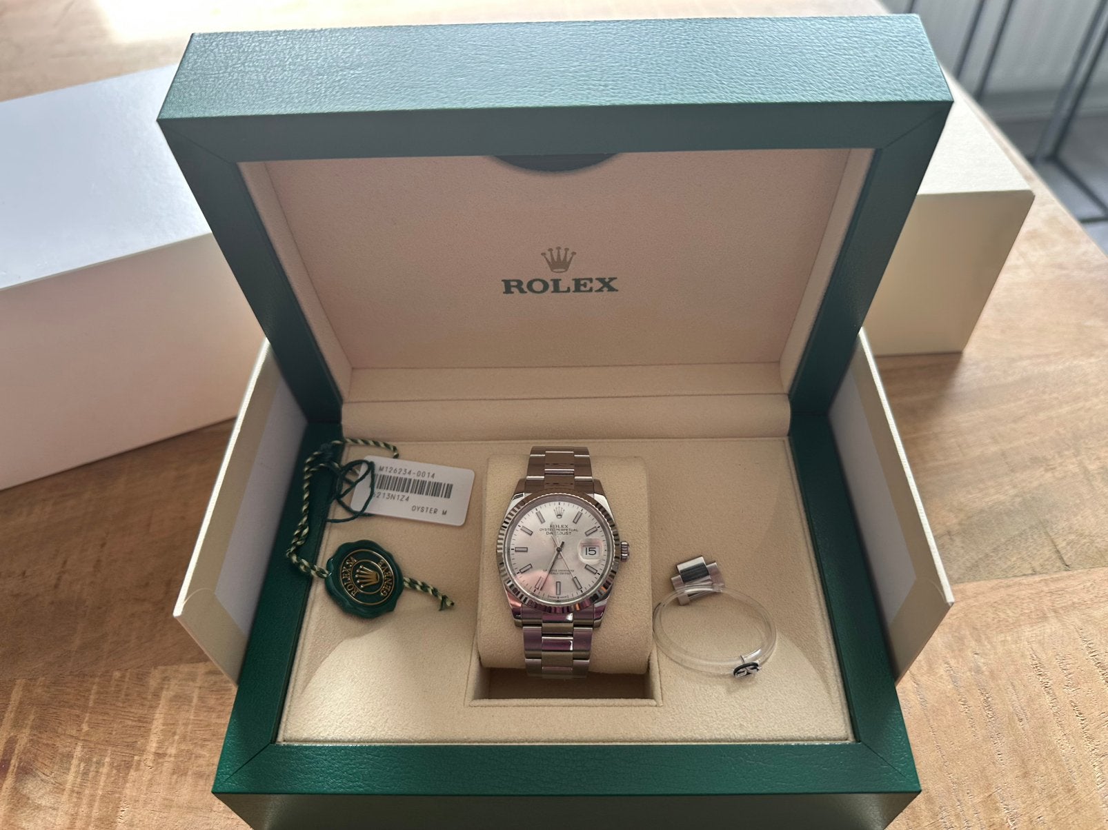 Rolex datejust 36 oyster 2019 18k fluted bezel, Ophalen, Zo goed als nieuw, Staal, Rolex