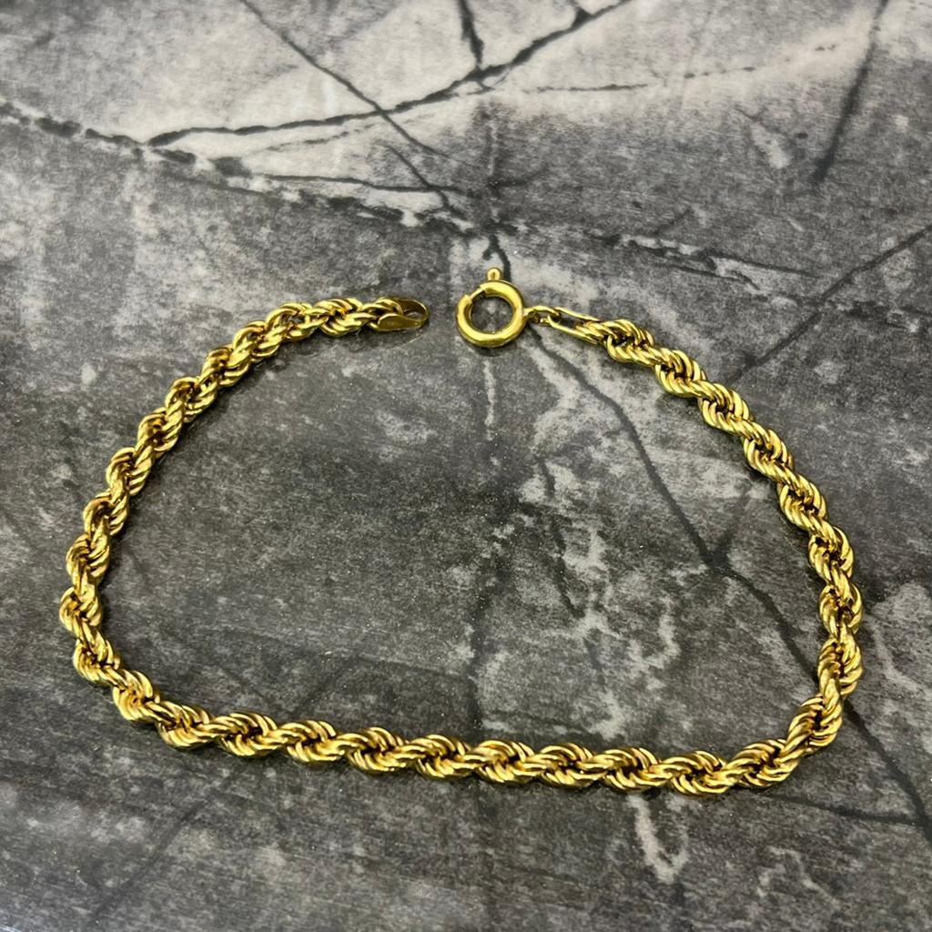 18 karaat gouden rope armband schakel, Ophalen of Verzenden, Nieuw, Goud