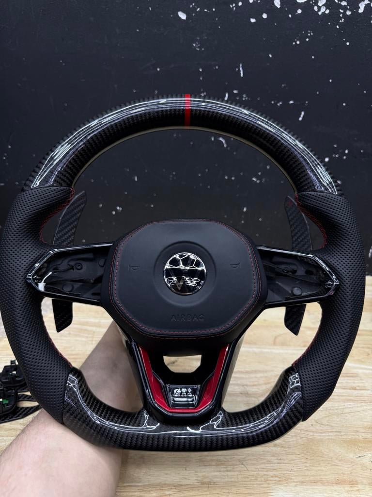 Carbon/geperforeerd leer stuurwiel voor Golf/Tiguan, Ophalen of Verzenden, Nieuw, Volkswagen