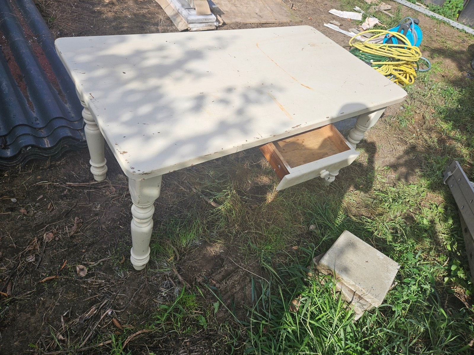 tafel, Tuin en Terras, Ophalen, Gebruikt, Rechthoekig, Hout